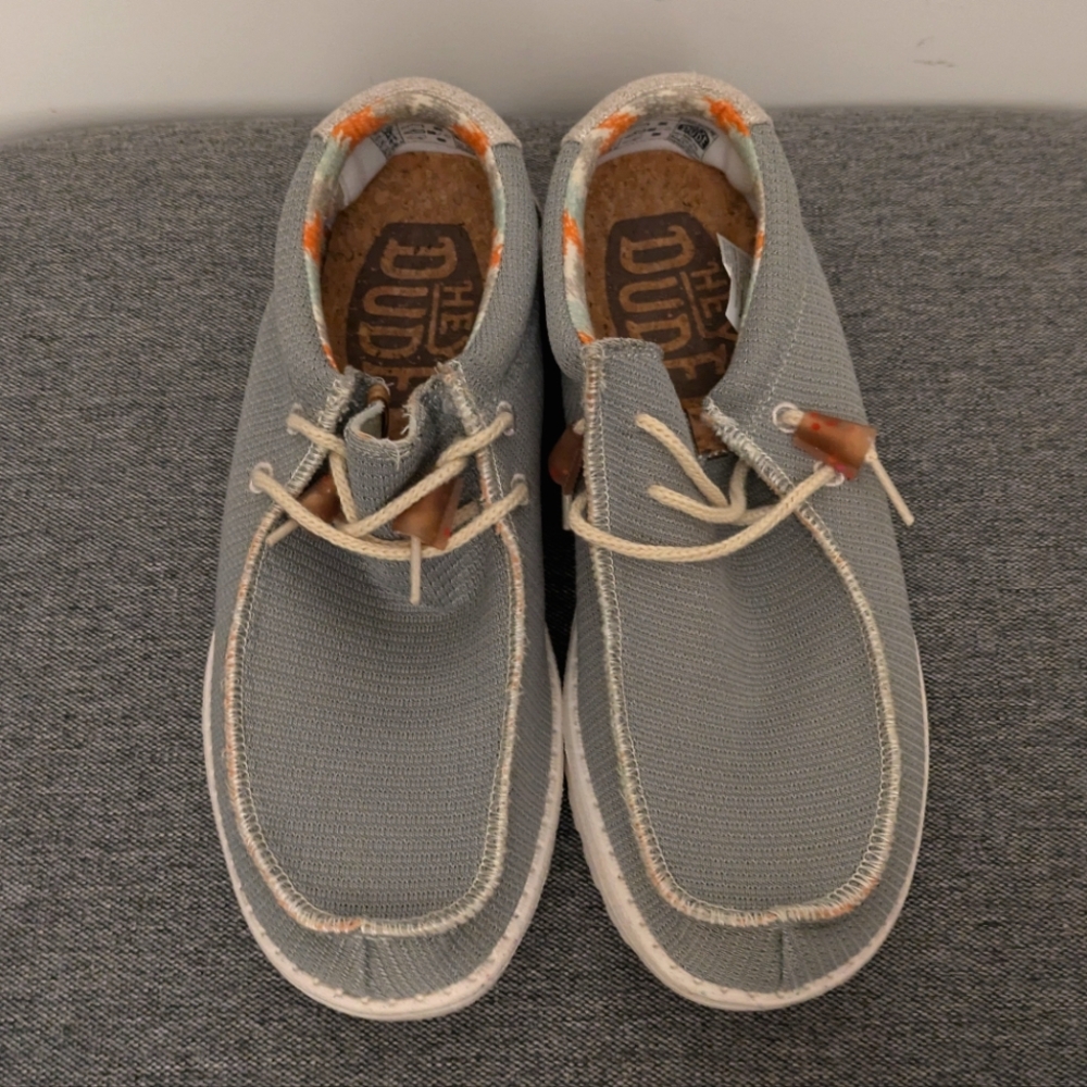 Hey Dude Wally Knit Cobblestone Men's Casual Gray White Shoes - Picture 8 of 16
